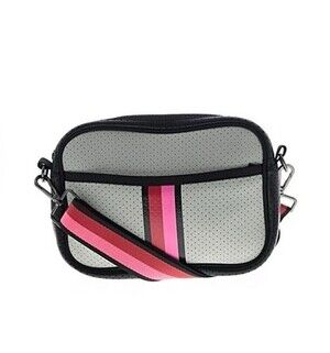 Haute Shore Crossbody Drew Roma neoprene bag beige,red/pink stripe & strap